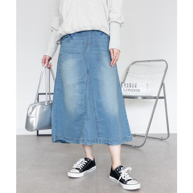 【S-M・L-LL・3L・4L】ウエストリブ デニムロングスカート | JungleJalopy | 詳細画像11 