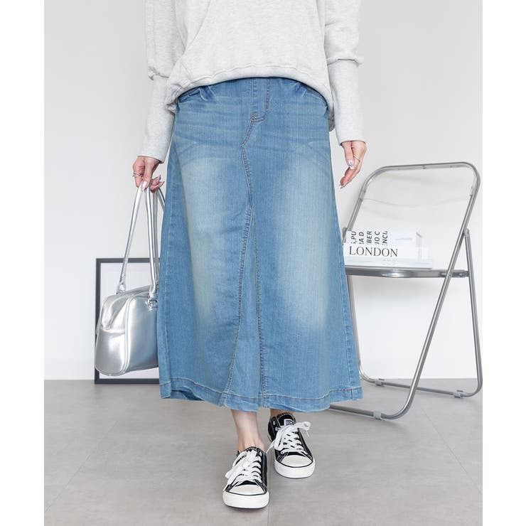 【S-M・L-LL・3L・4L】ウエストリブ デニムロングスカート | JungleJalopy | 詳細画像12 