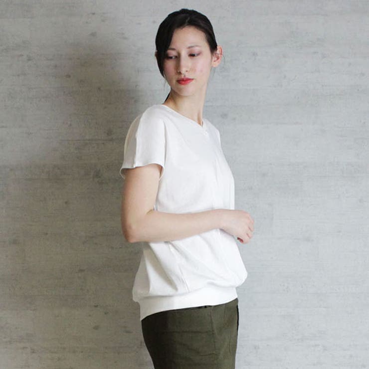 【M-L・LL-3L・4L-5L】コットンフライスVネックフレンチTシャツ | JungleJalopy | 詳細画像12 