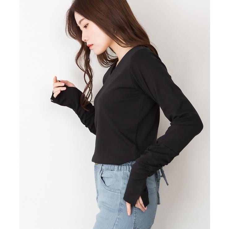 【M・L・LL・3L・4L】Vネック指空きTシャツ | JungleJalopy | 詳細画像10 