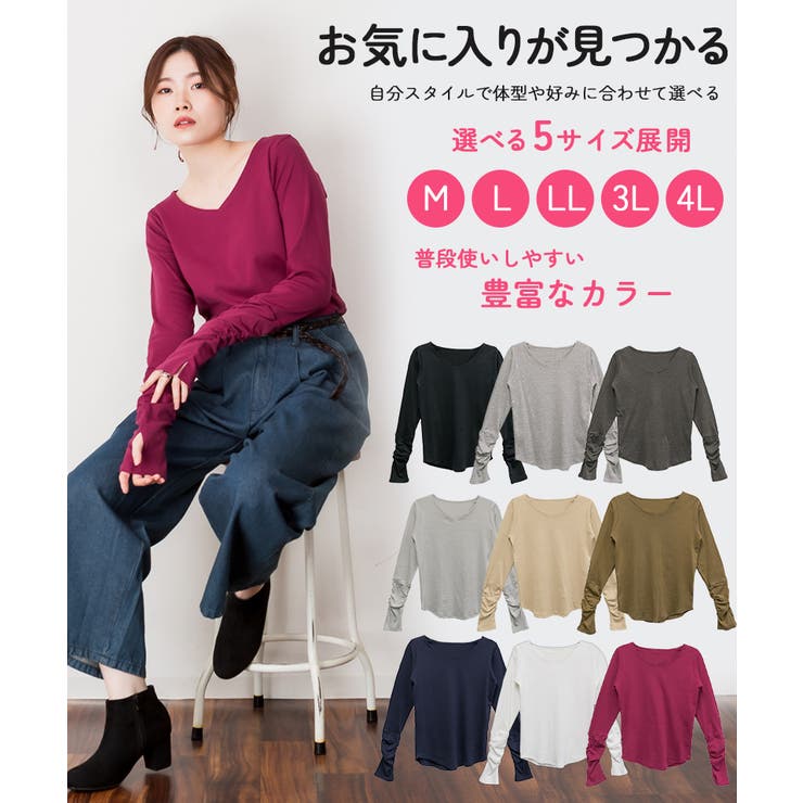 【M・L・LL・3L・4L】Vネック指空きTシャツ | JungleJalopy | 詳細画像2 