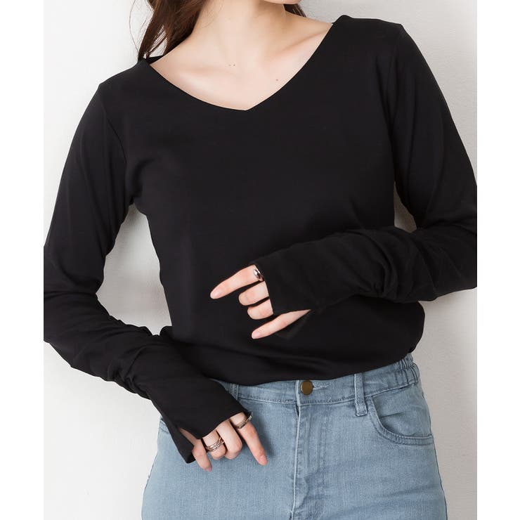 【M・L・LL・3L・4L】Vネック指空きTシャツ | JungleJalopy | 詳細画像7 