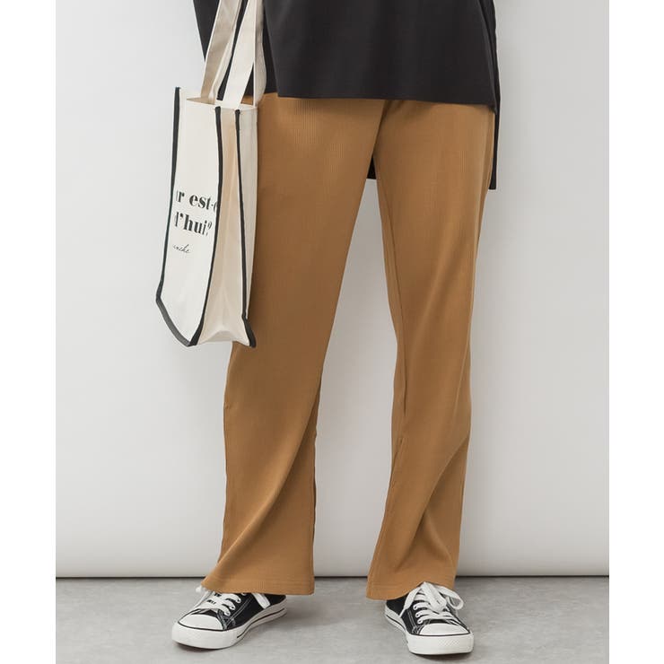 CAMEL | 裾スリットストレートカットパンツ レディース 大きいサイズ | JungleJalopy