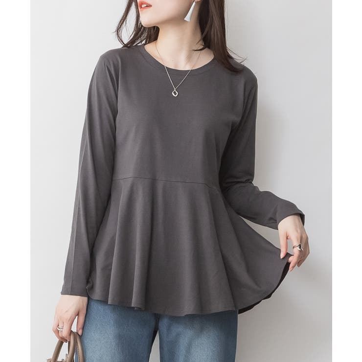 C-GRAY | 裾フレア長袖カットソー トップス Tシャツ | JungleJalopy