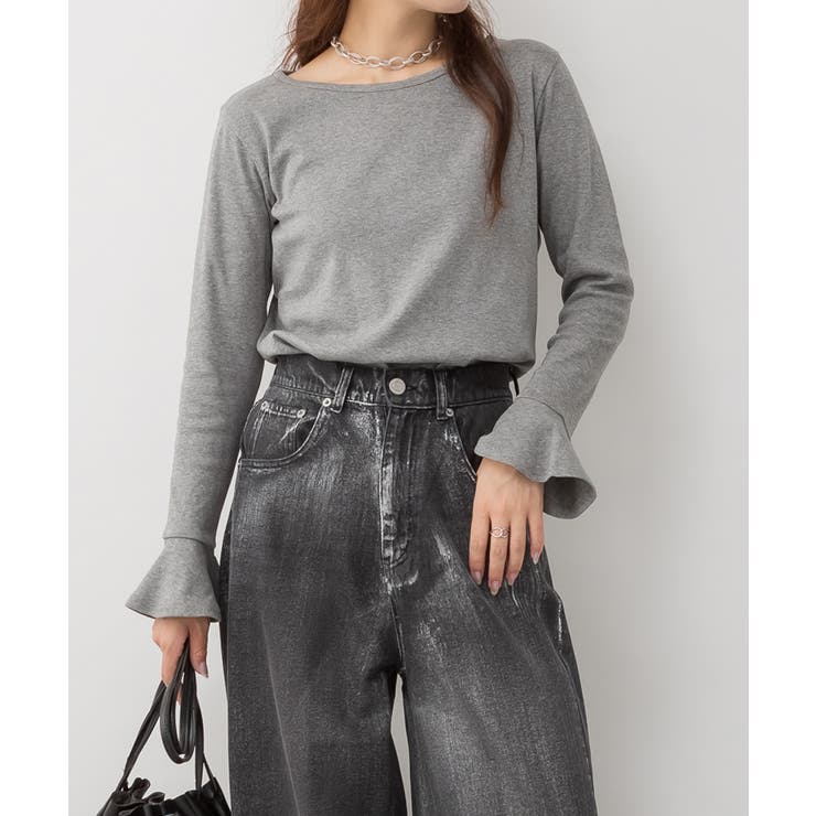 綿フライス袖口フレア長袖カットソー | JungleJalopy | 詳細画像49 