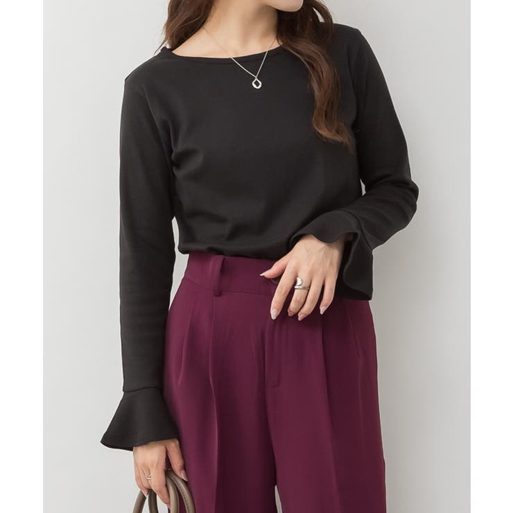 BLACK | 綿フライス袖口フレア長袖カットソー | JungleJalopy