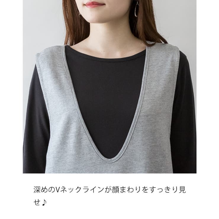 ミニ裏毛Vネックロングスウェットベスト 大きいサイズ レディース | JungleJalopy | 詳細画像3 