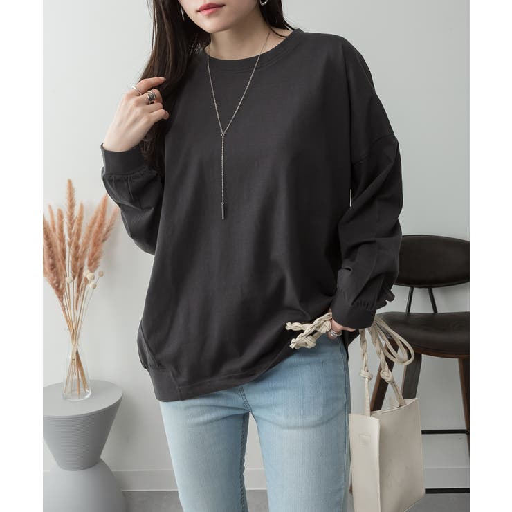 C-GRAY | ゆったりロングスリーブカットソー レディース 大きいサイズ | JungleJalopy