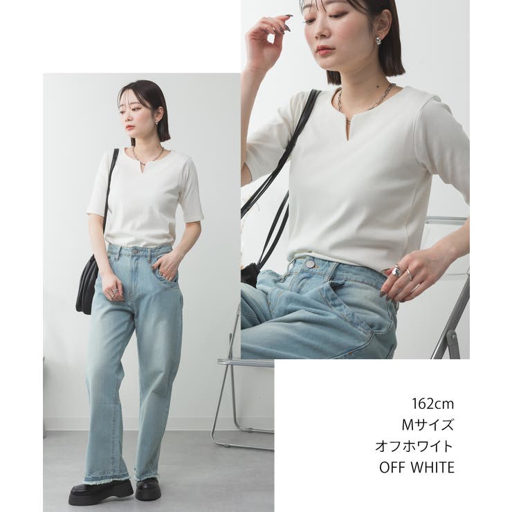 キーネックコットン5分袖トップ レディース 大きいサイズ | JungleJalopy | 詳細画像12 