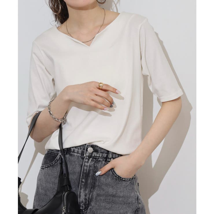 キーネックコットン5分袖トップ レディース 大きいサイズ | JungleJalopy | 詳細画像30 