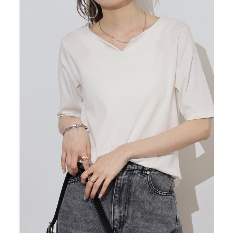 キーネックコットン5分袖トップ レディース 大きいサイズ | JungleJalopy | 詳細画像32 