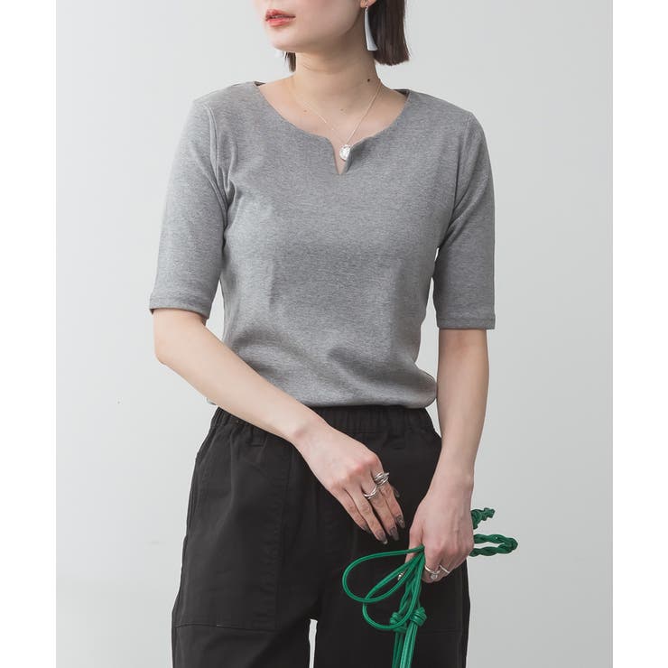 キーネックコットン5分袖トップ レディース 大きいサイズ | JungleJalopy | 詳細画像38 