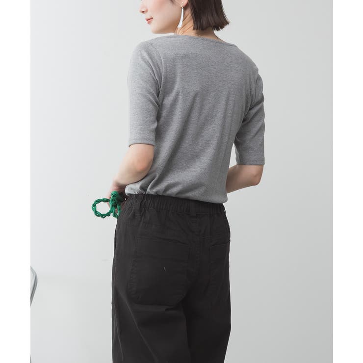 キーネックコットン5分袖トップ レディース 大きいサイズ | JungleJalopy | 詳細画像40 