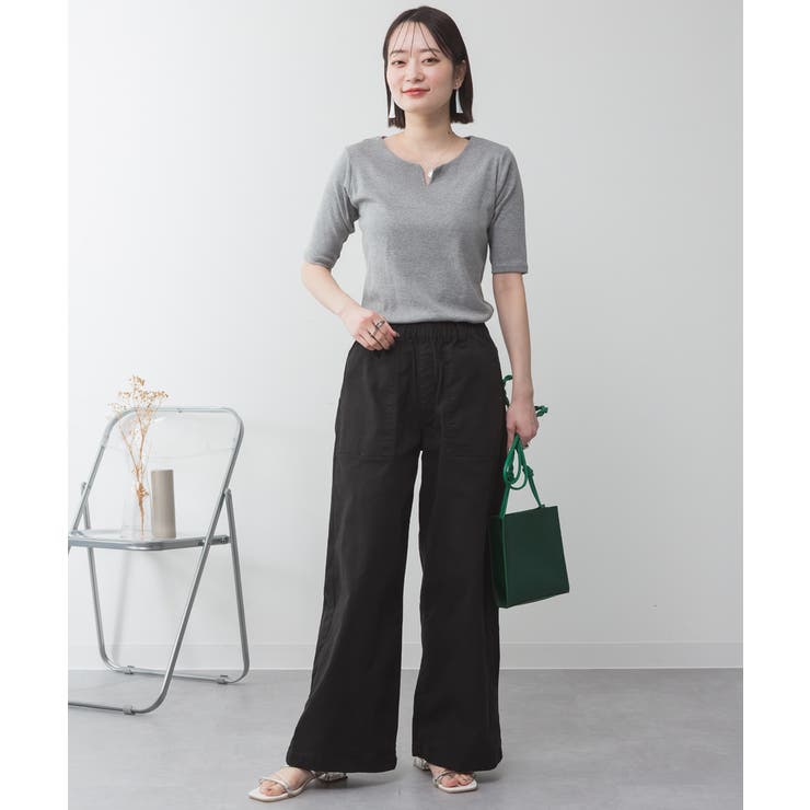 キーネックコットン5分袖トップ レディース 大きいサイズ | JungleJalopy | 詳細画像42 