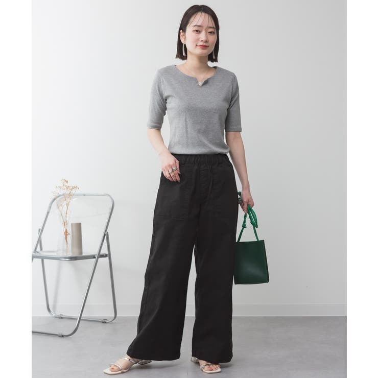 キーネックコットン5分袖トップ レディース 大きいサイズ | JungleJalopy | 詳細画像44 