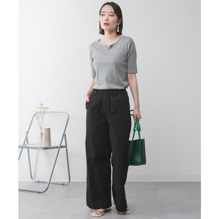 キーネックコットン5分袖トップ レディース 大きいサイズ | JungleJalopy | 詳細画像45 