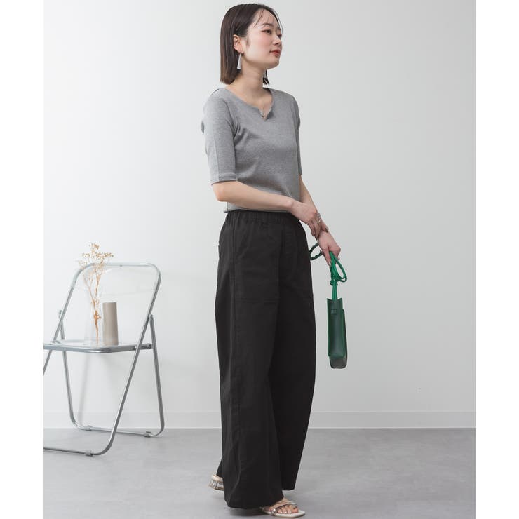 キーネックコットン5分袖トップ レディース 大きいサイズ | JungleJalopy | 詳細画像50 