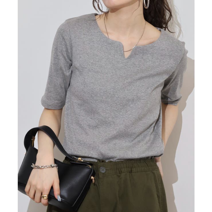 キーネックコットン5分袖トップ レディース 大きいサイズ | JungleJalopy | 詳細画像54 