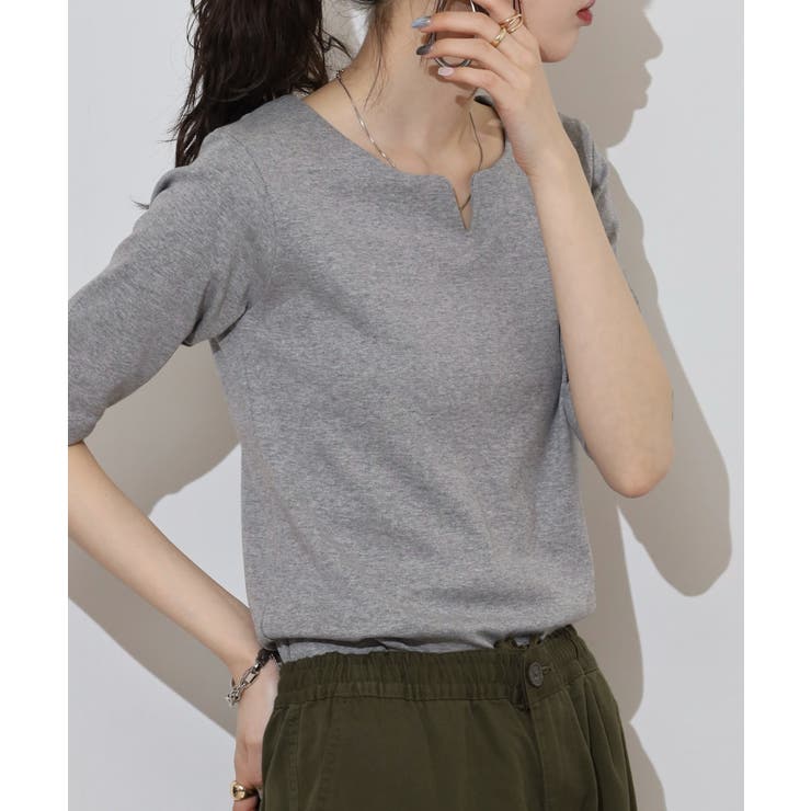 キーネックコットン5分袖トップ レディース 大きいサイズ | JungleJalopy | 詳細画像55 