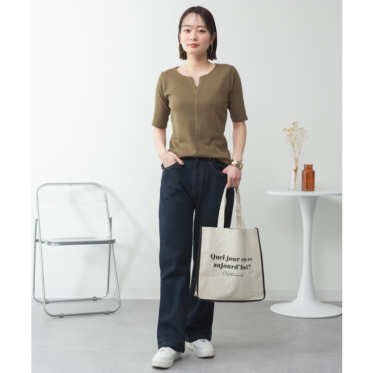 キーネックコットン5分袖トップ レディース 大きいサイズ | JungleJalopy | 詳細画像66 