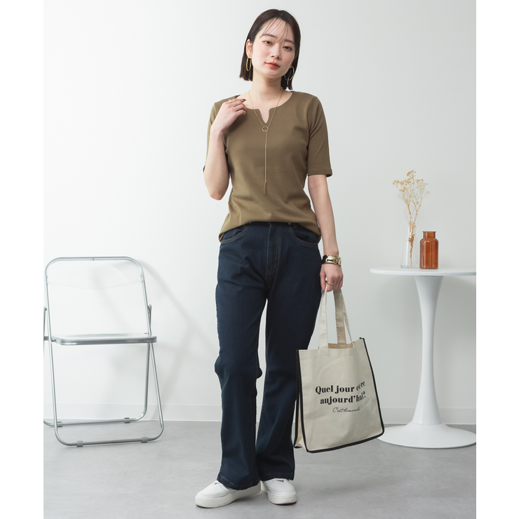 キーネックコットン5分袖トップ レディース 大きいサイズ | JungleJalopy | 詳細画像68 