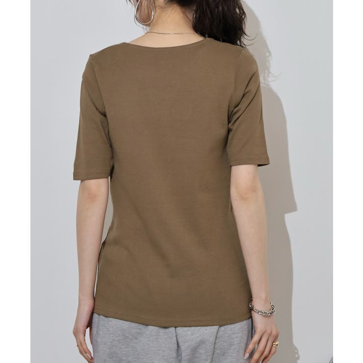 キーネックコットン5分袖トップ レディース 大きいサイズ | JungleJalopy | 詳細画像82 