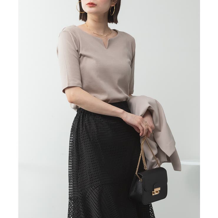 キーネックコットン5分袖トップ レディース 大きいサイズ | JungleJalopy | 詳細画像86 