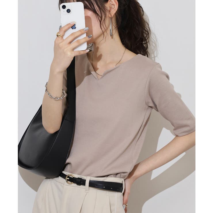 キーネックコットン5分袖トップ レディース 大きいサイズ | JungleJalopy | 詳細画像97 