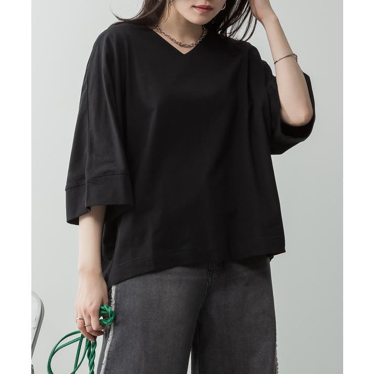Vネック 7分袖 ドルマンTシャツ | JungleJalopy | 詳細画像3 