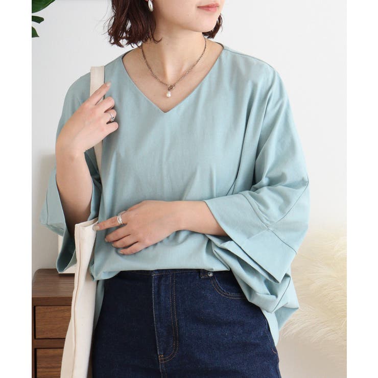 Vネック 7分袖 ドルマンTシャツ | JungleJalopy | 詳細画像31 