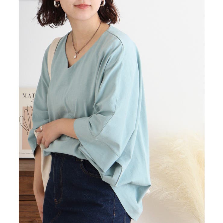 Vネック 7分袖 ドルマンTシャツ | JungleJalopy | 詳細画像32 