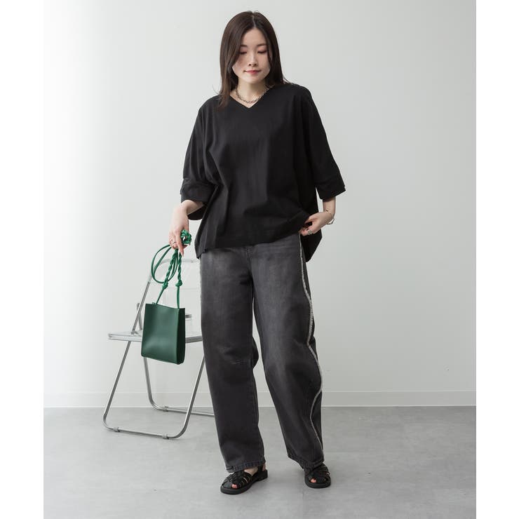 Vネック 7分袖 ドルマンTシャツ | JungleJalopy | 詳細画像6 