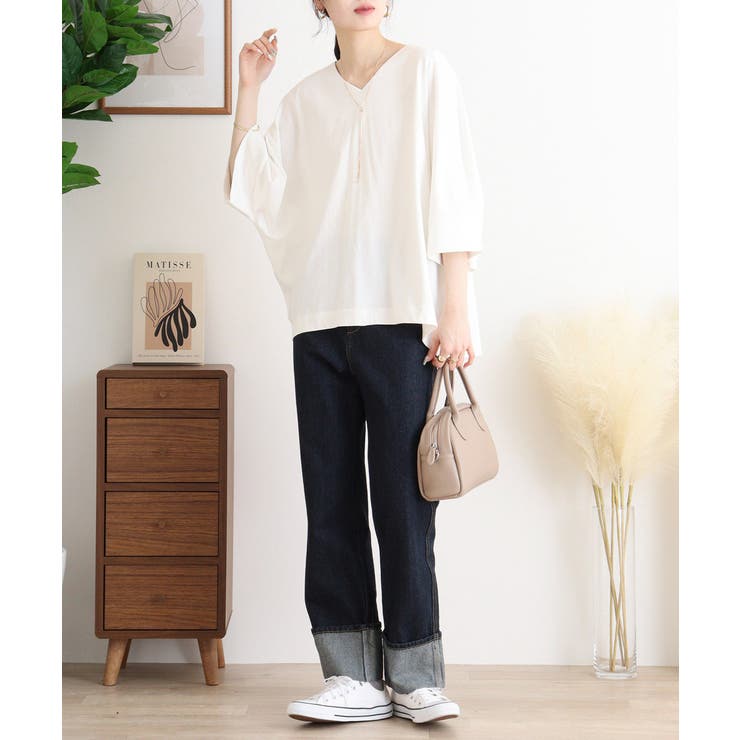 Vネック 7分袖 ドルマンTシャツ | JungleJalopy | 詳細画像72 