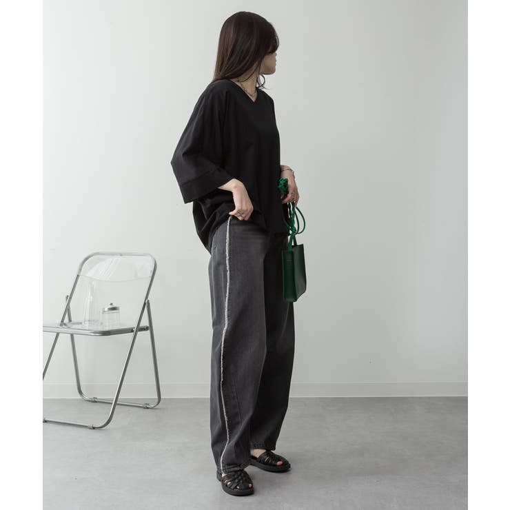 Vネック 7分袖 ドルマンTシャツ | JungleJalopy | 詳細画像8 