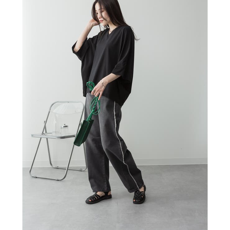 Vネック 7分袖 ドルマンTシャツ | JungleJalopy | 詳細画像9 