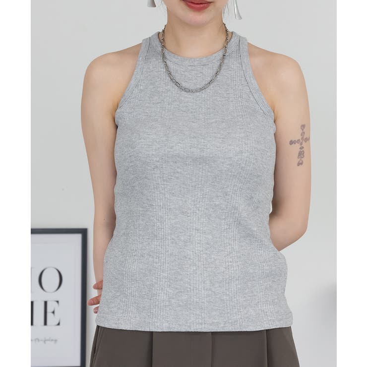 M-GRAY | ランダムリブ アメリカンスリーブタンクトップ レディース 大きいサイズ | JungleJalopy