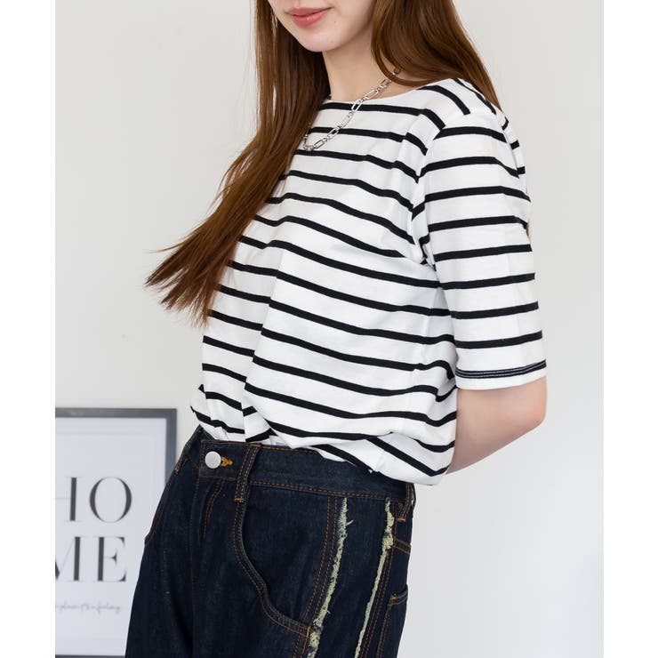 ボーダー5分袖トップス レディース 大きいサイズ | JungleJalopy | 詳細画像3 