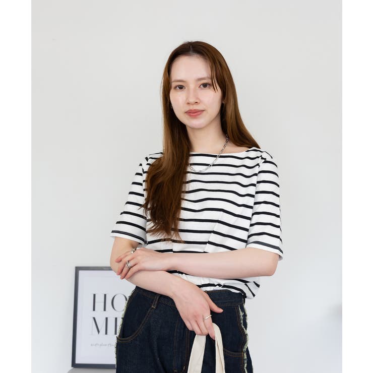 ボーダー5分袖トップス レディース 大きいサイズ | JungleJalopy | 詳細画像4 