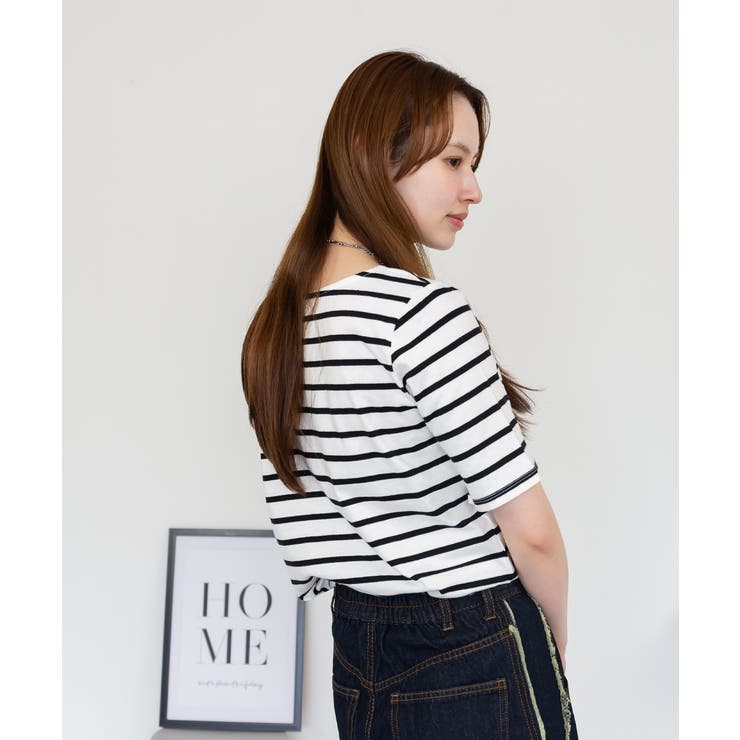 ボーダー5分袖トップス レディース 大きいサイズ | JungleJalopy | 詳細画像7 