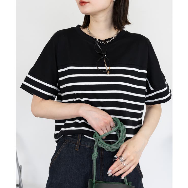 パネルボーダー風半袖トップス レディース 大きいサイズ | JungleJalopy | 詳細画像3 