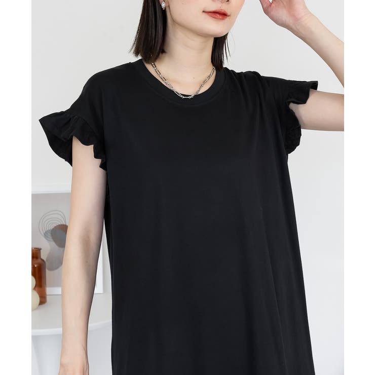 BLACK | 袖フレアノースリーブワンピース レディース 大きいサイズ | JungleJalopy