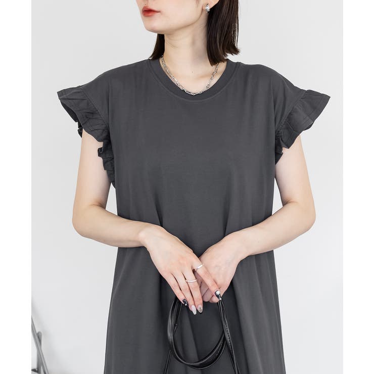 C-GRAY | 袖フレアノースリーブワンピース レディース 大きいサイズ | JungleJalopy