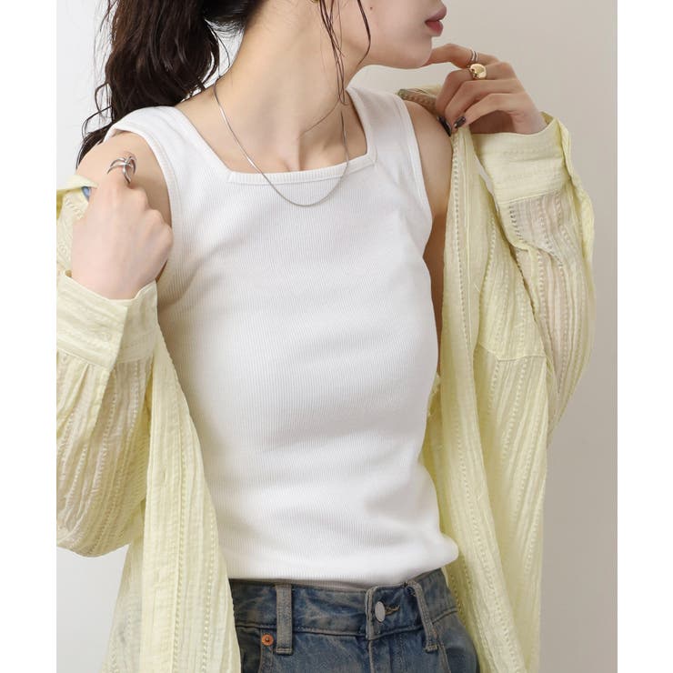 2×2リブ スクエアネックタンクトップ レディース 大きいサイズ | JungleJalopy | 詳細画像13 