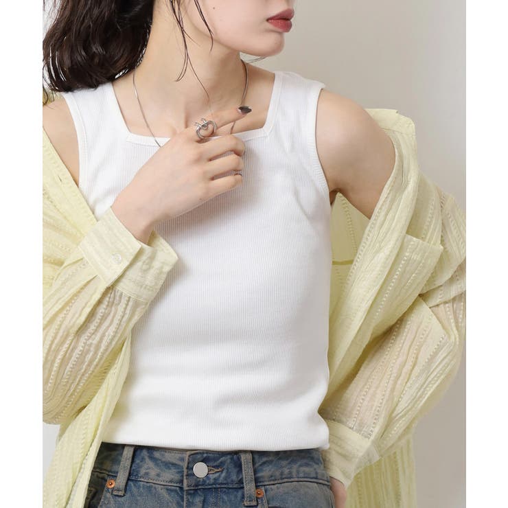 2×2リブ スクエアネックタンクトップ レディース 大きいサイズ | JungleJalopy | 詳細画像14 