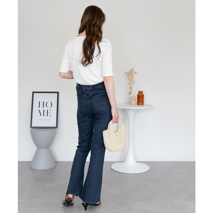 スクエアネック5分袖コットンリブTシャツ レディース 大きいサイズ | JungleJalopy | 詳細画像12 