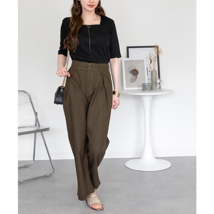 スクエアネック5分袖コットンリブTシャツ レディース 大きいサイズ | JungleJalopy | 詳細画像22 