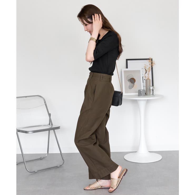 スクエアネック5分袖コットンリブTシャツ レディース 大きいサイズ | JungleJalopy | 詳細画像23 