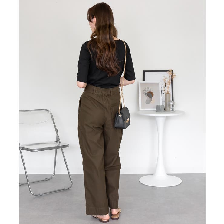 スクエアネック5分袖コットンリブTシャツ レディース 大きいサイズ | JungleJalopy | 詳細画像24 