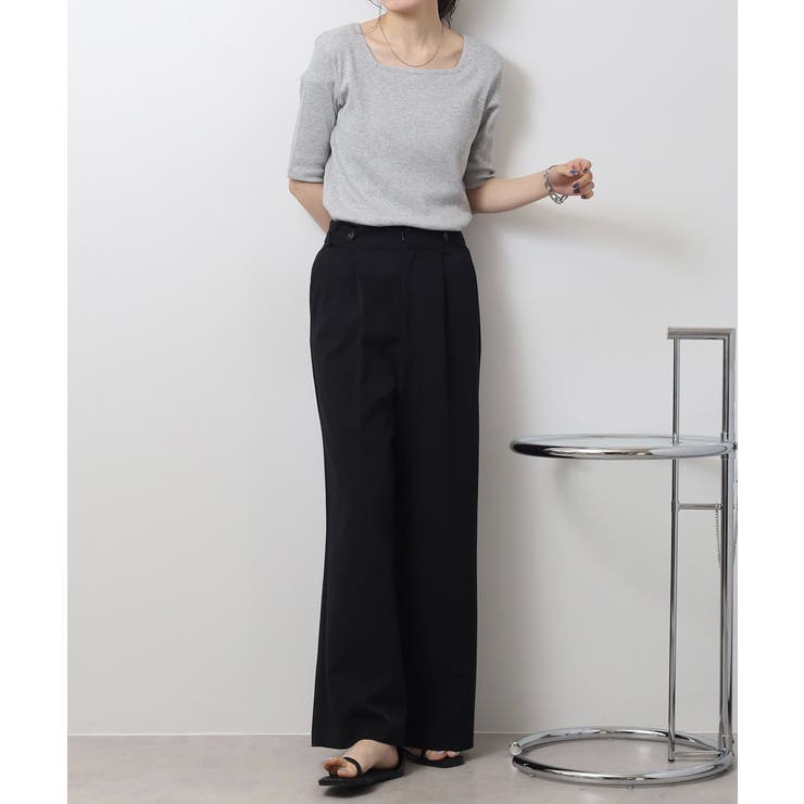 スクエアネック5分袖コットンリブTシャツ レディース 大きいサイズ | JungleJalopy | 詳細画像29 