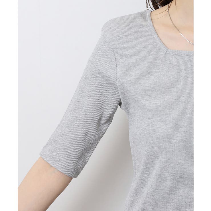 スクエアネック5分袖コットンリブTシャツ レディース 大きいサイズ | JungleJalopy | 詳細画像41 